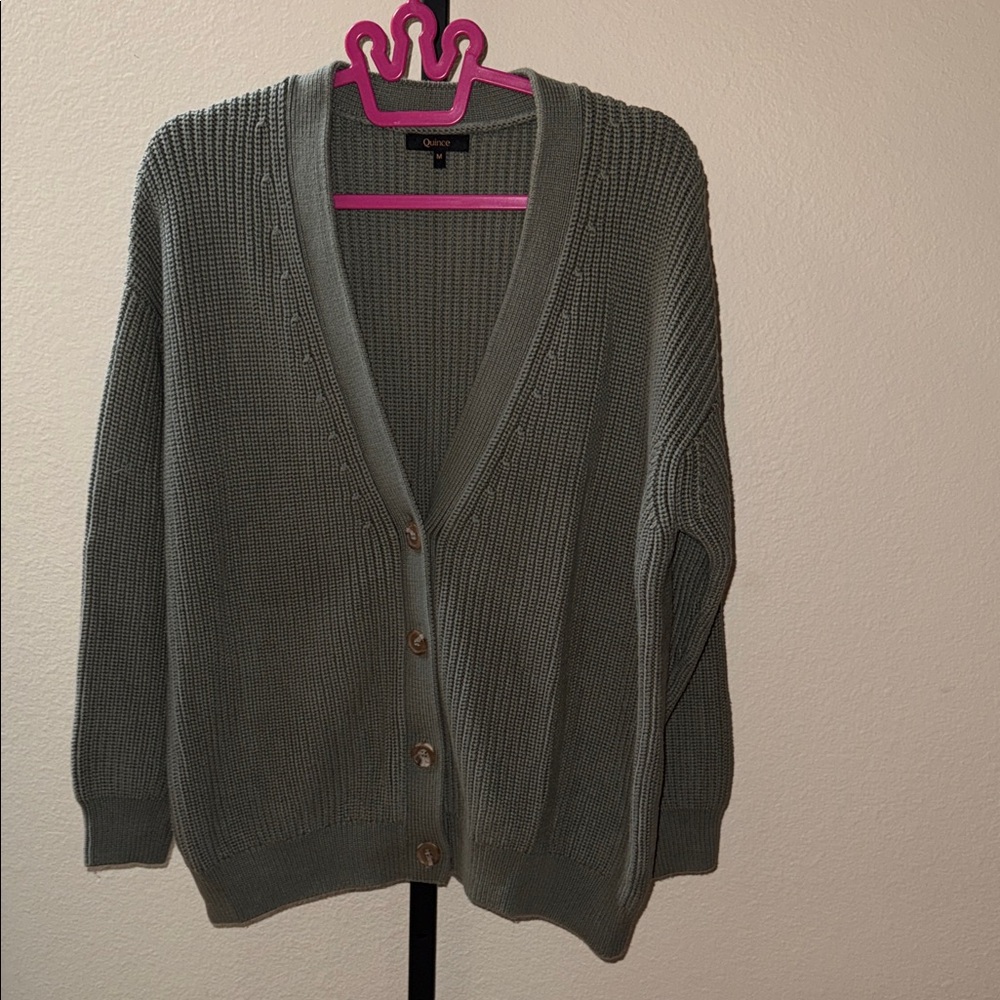 Quince 100% Organic Cotton Boyfriend Oversize Cardigan Agave Women’s Size M